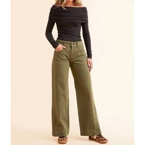 NEW FREE PEOPLE benji relaxed wide jean in army